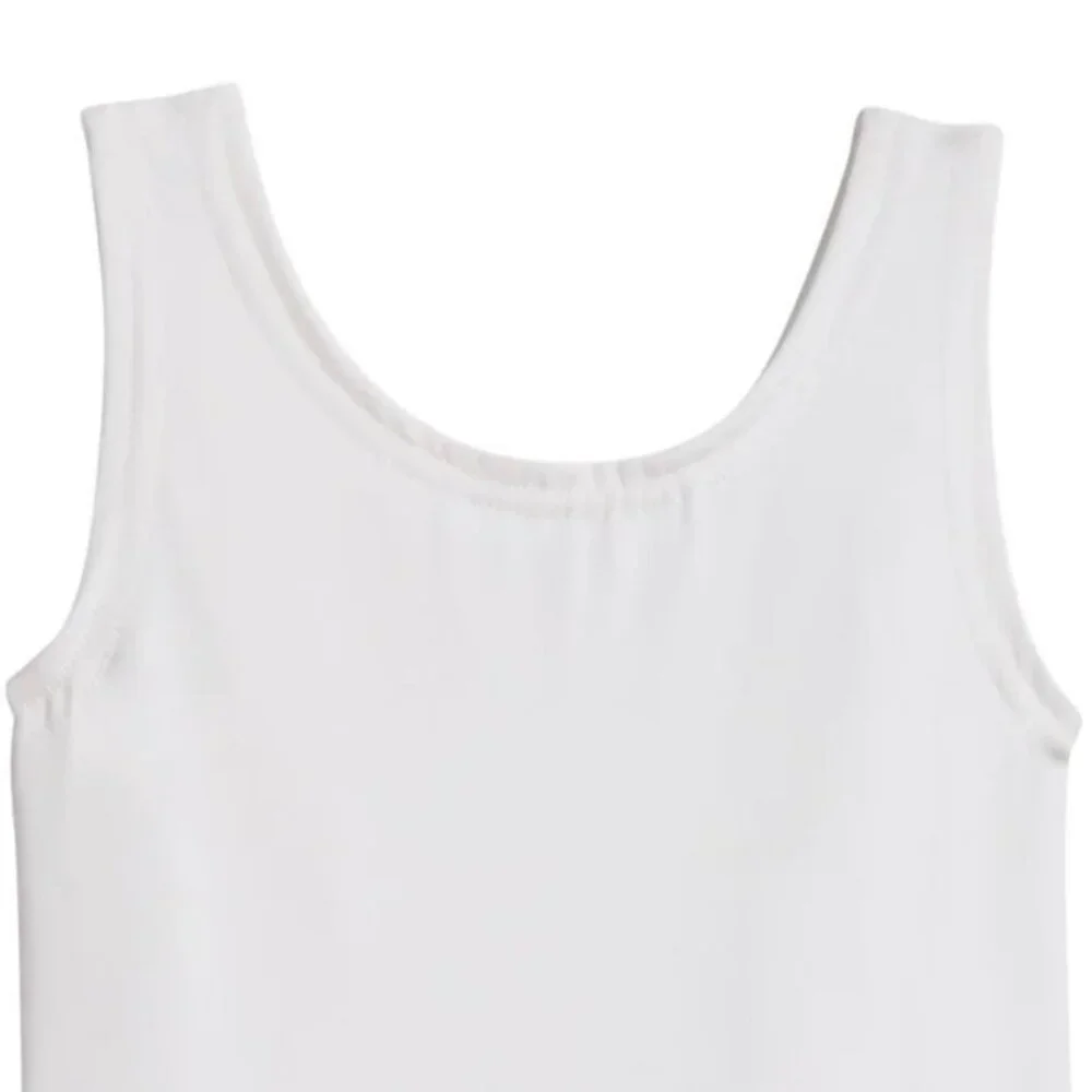 Danskin Childs I 6X-7 Tank Leotard White Scoop Neck Dance